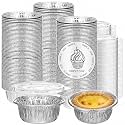Domensi 100 Pcs 4'' Mini Aluminum Pie Tins with Lids Bulk Disposable Round