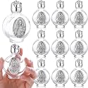 Domensi 12 Pcs Christmas Advent Mini Glass Holy Water Bottle 0.5 oz, Silver