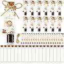 Domensi 30 Set a Baby Is Brewing Shower Decorations Coffee Themed Baby Shower Favors for Guests, Includes 30 Glass Bottles with Cork Stopper 30 Thank You Cards for Party Souvenirs Gift(Pink Bow,Brown)