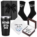 Domensi Father of Bride Gift Set Tumbler Socks Cufflinks Tie Clip