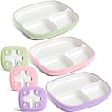 Domensi Kids Porcelain Plates with Silicone Sleeves,Classic,3 Sets