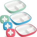 Domensi Kids Porcelain Plates with Silicone Sleeves,Bright,3 Set