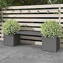 Domi HDPE Outdoor Front Porch Garden Bench Planter with Flower Boxes