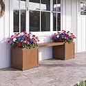 Domi HDPE Outdoor Front Porch Garden Bench Planter with Flower Boxes
