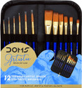 DOMS 12 Artistic Brushes With Zip Case Pouch | For Acrylic, Water & Poster Colors