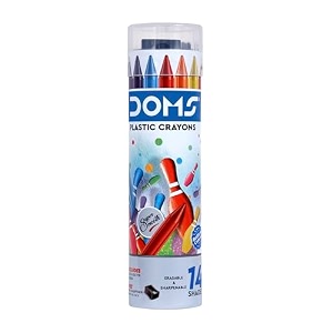doms 14 shades erasable plastic crayons round tin boxsmoothampeven shadingbrightampplayful colorsfree sharpner insidenon-toxicampsafe for childrenspack of 1multicolor