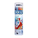 Doms 14 Shades Erasable Plastic Crayons Round Tin Box|Smooth&Even Shading|Bright&Playful Colors|Free Sharpner Inside|Non-Toxic&Safe for Childrens|Pack of 1|Multicolor