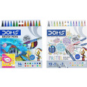 DOMS Brush Pen Set(Non-Toxic 14Shade+Super Soft Tip Pastel Shades) Brush Nib Sketch Pen
