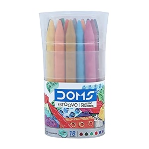 doms groove non-toxic erasable plastic crayon set with case 18 assorted shades x 5 set