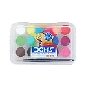 DOMS Non-Toxic 15mm Water Colour Cake Set with Paint Brush and Plastic Case (15 Assorted Shades x 10 Set) (DM7939P10)