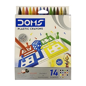 doms non-toxic super smooth plastic crayons in box pack 14 shades x 8 set