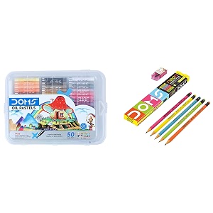 doms oil pastel 50 shades plastic pack amp neon pencil nrt 10 pcs ink black