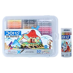 doms multicolor oil pastel 50 shades plastic pack plastic crayon 28 shades round tin