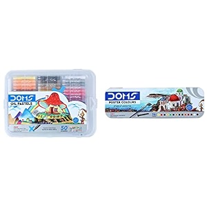 doms multicolor oil pastel 50 shades plastic pack poster colour 14 shades