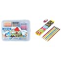 Doms Oil Pastel 50 Shades Plastic Pack &amp; Neon Pencil Nrt 10 Pcs, Ink black