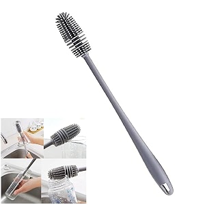 domum bottle cleaning brush silicone long handle for baby bottle water bottle containers vase and glass cleaner for home and kitchen flexible bristles brush
