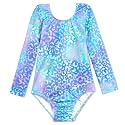 Domusgo Toddler Leotard Gymnastics Long Sleeve, Sparkly Tumbling Dance Leotards for Baby Girls Kids Teens 2-14 Years