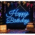 DON'T JUDGE ME Happy Birthday Neon Sign/Lights LED, Ice Blue