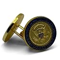 Donald Trump Cufflinks, Gold Eagle Cuff Links with White House Oval Office Presidential Seal and Colorized Shield, Donald Trump Jewelry. Perfect companion for your Trump 45 47 Challenge Coins