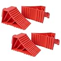 Wheel Chocks, for RV Trailer Camper Truck, Heavy Duty ABS 4 Pack Red