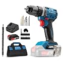 Dong Cheng 20V Brushless Heavy-duty Impact Drill, 531in-lbs, with 1 x 2.0Ah Battery, 1/2" Keyless Metal Chuck, 20+1+1 Clutch, Cordless Hammer Drill Kit for Drilling Brick Wall, Metal, Wood