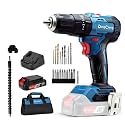 Dong Cheng 20V Brushless Heavy-duty Impact Drill, 443 in-lbs, 27000 IPM, 1/2" Keyless Metal Chuck, 20+1+1 Clutch, Cordless Hammer Drill with Battery for Drilling Brick Wall, Metal, Wood