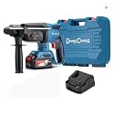 Dongcheng Mat Max DCZC02-26 20V Cordless Brushless Rotary Hammer Drill | 3 Modes (Drill, Hammer, Demolition) | 26mm Chuck, 600W Power, 2 Batteries & Charger Included | Variable Speed | Blue-Black