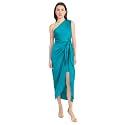 Donna Morgan Women's Donna Morgan Women's Dresses One Shoulder Faux Wrap Light Charmeuse Maxi with Tie Waist Occasion Event Party Guest of