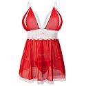 Donnalla Plus Size Babydoll Lingerie Set for Women Sexy Mesh Lace Nightwear Adjustable Straps V Neck Chemise with Panty