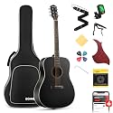 Donner 41'' Full Size Acoustic Guitar - Complete Beginner Kit for Adults, Teens with Free Online Lesson, Dreadnought Acustica Guitarra Bundle Set with Gig Bag, Strap, Tuner, Pickguard, Black DAG-1B