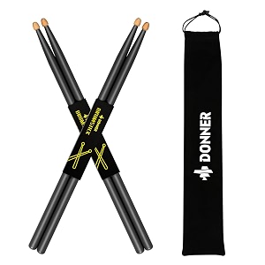 donner 7a snare drum sticks classic maple wood drumstick 2 pair with carrying bag for kids beginner black