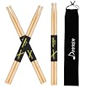 Donner 7A Snare Drum Sticks Classic Maple Wood Drumsticks 3 Pair with Carrying Bag for Kids Beginner, Natural
