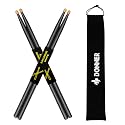 Donner 7A Snare Drum Sticks Classic Maple Wood Drumstick 2 Pair with Carrying Bag for Kids Beginner, Black