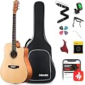Donner Acoustic Guitar Kit for Beginners Adult Teen - Starter Kit, Full Size 41'' Cutaway Acustica Guitarra Bundle with Free Online Lesson,Gig Bag, Strap, Tuner, Capo, String, Natural, DAD-140C