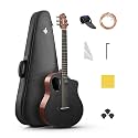 Donner Acoustic Guitar Kits for Beginners & Intermediate Learners - 38" Travel Guitar with Carbon Fiber Top, Wooden Back & Sides, Case, Strap, Steel-Strings, RISING-G1 (Gloss, Brown)
