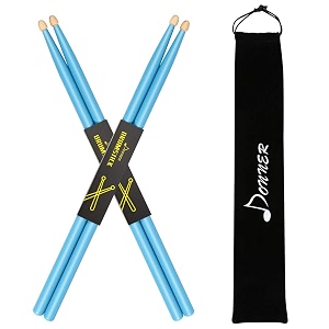 donner blue drum sticks 7a classic maple wood 2 pair with carrying bag