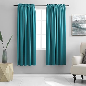DONREN 72 Inch Length Teal Curtains for