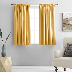 DONREN Gold Yellow Blackout Curtains for Kitchen