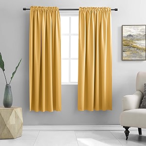 DONREN Gold Yellow Curtains for Bedroom -