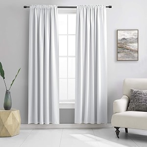 DONREN Greyish White Window Curtain Panels -