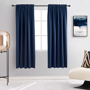 DONREN Navy Blue Blackout Curtain Panels for