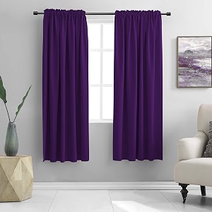 DONREN Royal Purple Blackout Curtain Panels for