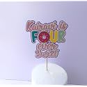 Donut 4th Birthday Cake Topper with Custom Name | Sweet Treat Handcrafted Party Cake Decoration
