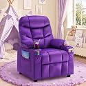 Kids Recliner Chair Velvet Reclining Toddler Push Back Big Sofa Ages 3-12