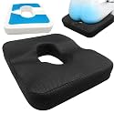 Donut Pillow for Tailbone Pain&amp;Hemorrhoid,Wheelchair Seat Cushion for,Gel Cushions for Pressure Relief,Memory Foam Pad for Office Chair,Computer Chair,Stands&amp;Stadium Seat Cushion (Black)