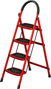 doodad - nova 4 step foldable ladder  anti-skid  150kg load  red  home  office steel ladder