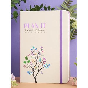 doodle work life balance planner  a5 undated 6 months planner  productivity goal setting amp self-care gratitude journal  monthly  daily planning  hard cover  200 stickers  plan it