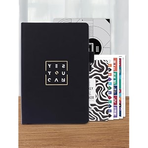 doodle a5 undated productivity planner kit  hard bound 288 pages12 monthlypocket meal organizer 200 stickersmotivational quote cardstear away bookmarksactivity leafs notes pages