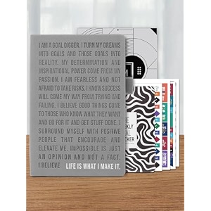 doodle a5 productivity planner kit undated hard bound288 pages12 monthlypocket meal planner200 stickersmotivational quote cardstear away bookmarksactivity pages notes pages life goals