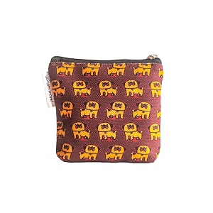 doodle monk mini zipper pouches  purse for girlswomen  canvas mini wallet for coin cards cash dog